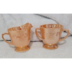Vintage Fire King Peach Lustre Creamer & Sugar Set